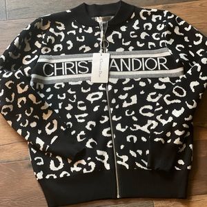 NWT Christian Dior Zip up sweater